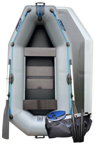 Надувная лодка ПВХ RING Thunder T249S ⌀36 см гребная, двухместная, серая (2.49м) 000249sg фото